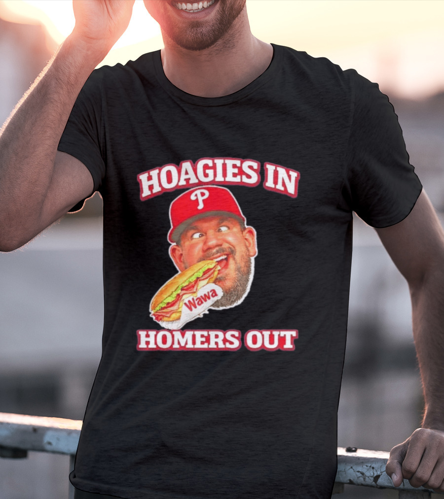 Hoagies In Homers Out Wawa Philadelphia Baseball Player Eating Sandwich T-Shirt