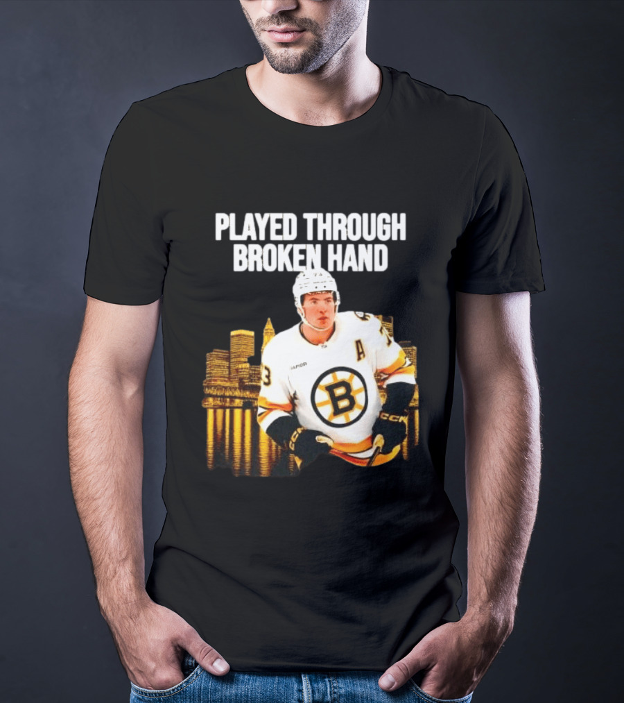 Charlie McAvoy Played Through Broken Hand Boston Hockey T-Shirt