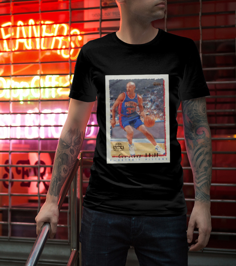 Detroit Pistons Grant Hill NBA Rookie Year 1994 Basketball Card T-Shirt