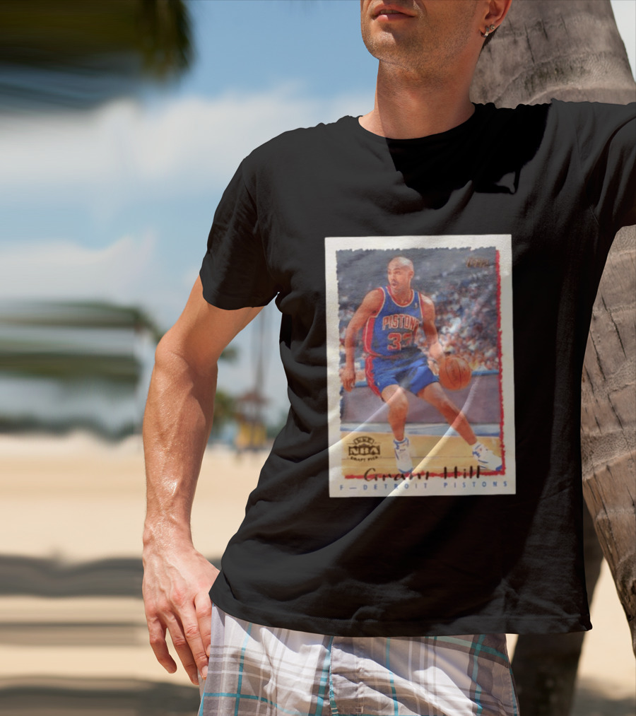 Detroit Pistons Grant Hill NBA Rookie Year 1994 Basketball Card T-Shirt