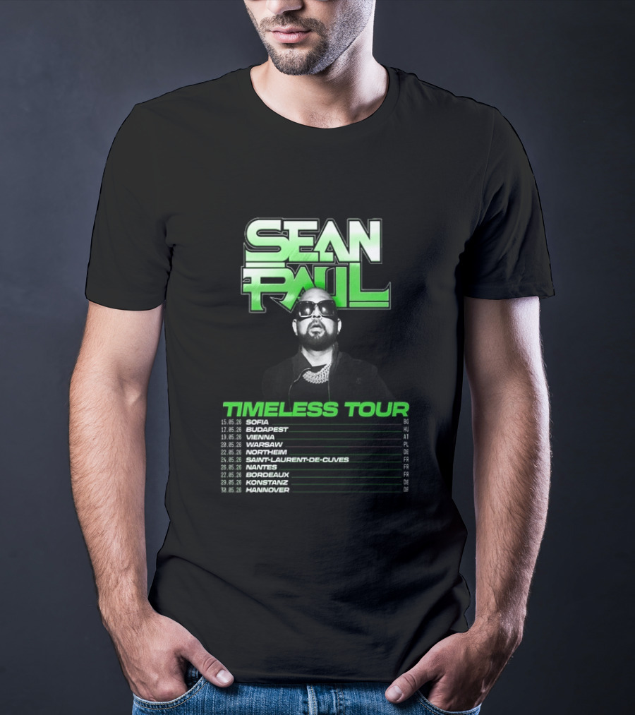Sean Paul Timeless Tour Sofia Budapest Vienna Warsaw 2026 T-Shirt