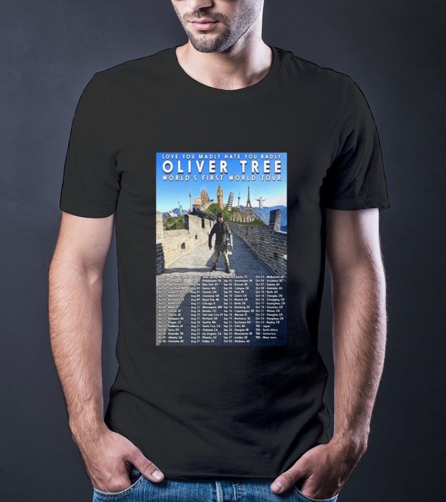 Oliver Tree World's First World Tour Love You Madly Hate You Badly Fall 2026 Tour Dates T-Shirt