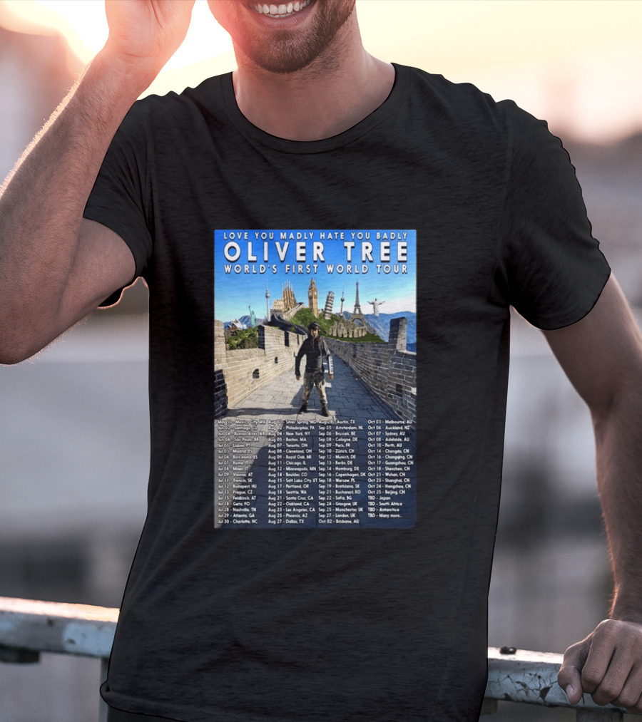 Oliver Tree World's First World Tour Love You Madly Hate You Badly Fall 2026 Tour Dates T-Shirt