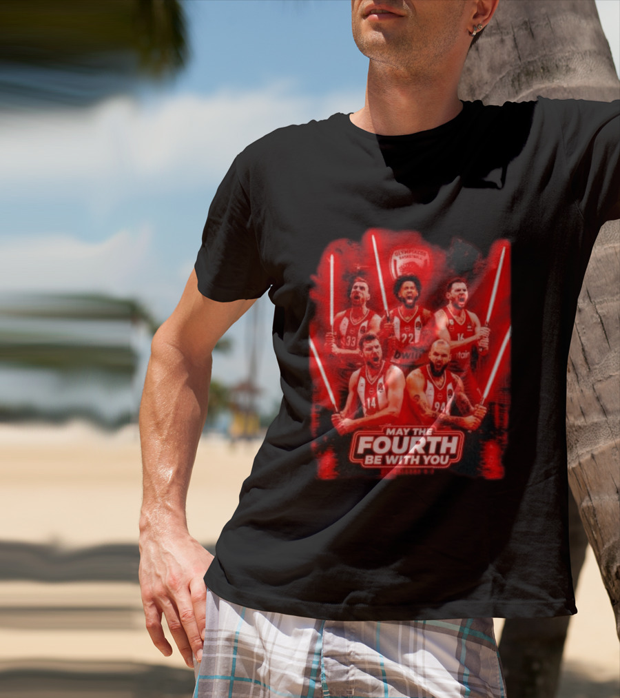 Olympiacos B.C Basketball May The Fourth Be With You Star Wars Players Lightsabers T-Shirt