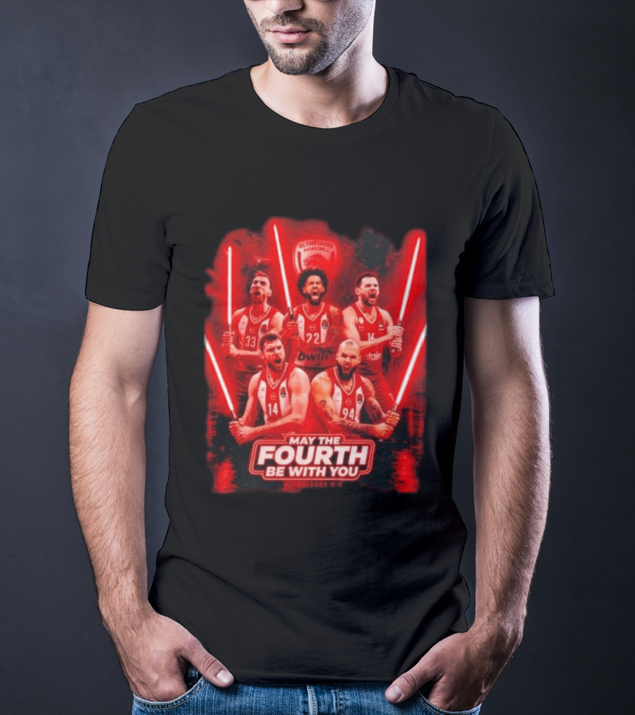Olympiacos B.C Basketball May The Fourth Be With You Star Wars Players Lightsabers T-Shirt