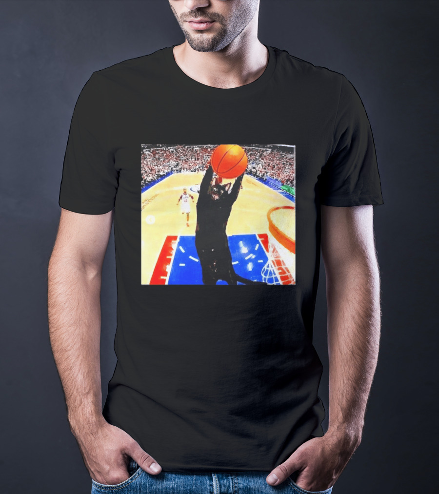 Philadelphia 76ers Black Cat Slam Dunk Basketball Meme T-Shirt