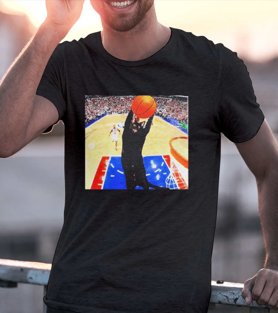 Philadelphia 76ers Black Cat Slam Dunk Basketball Meme T-Shirt