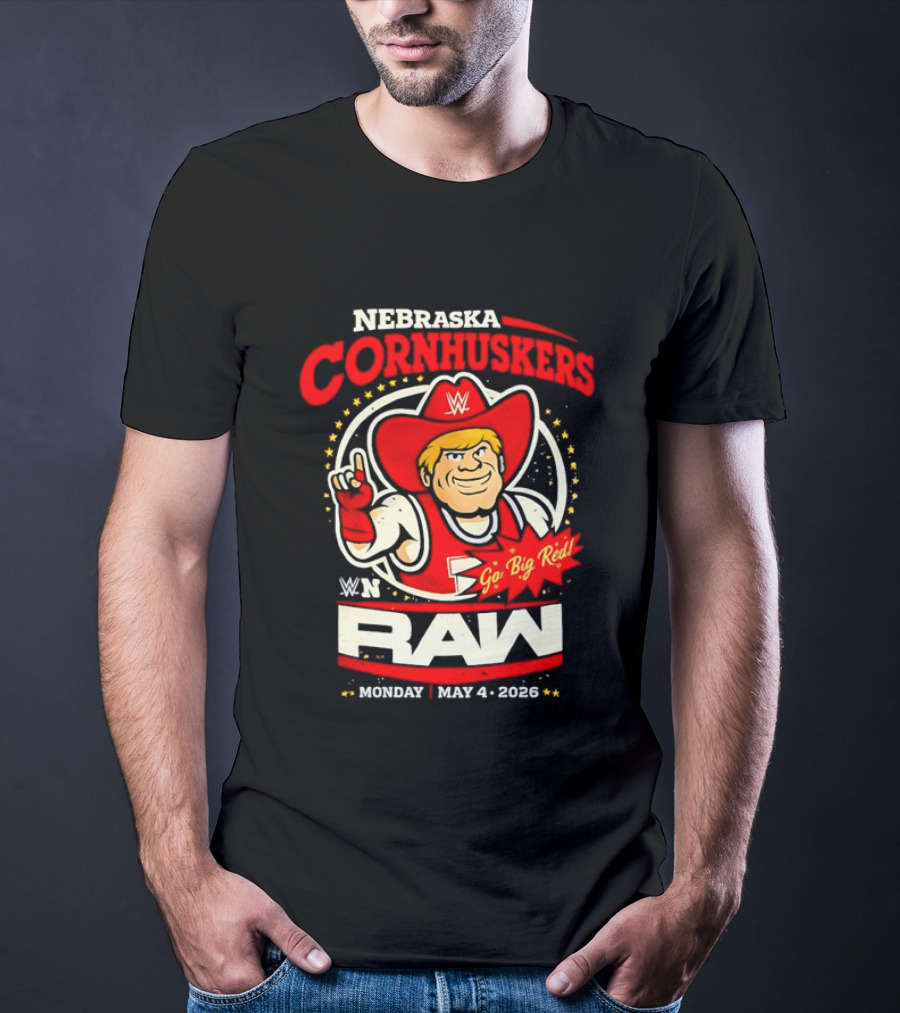 Nebraska Cornhuskers Herbie Husker WWE RAW Go Big Red May 4 2018 T-Shirt