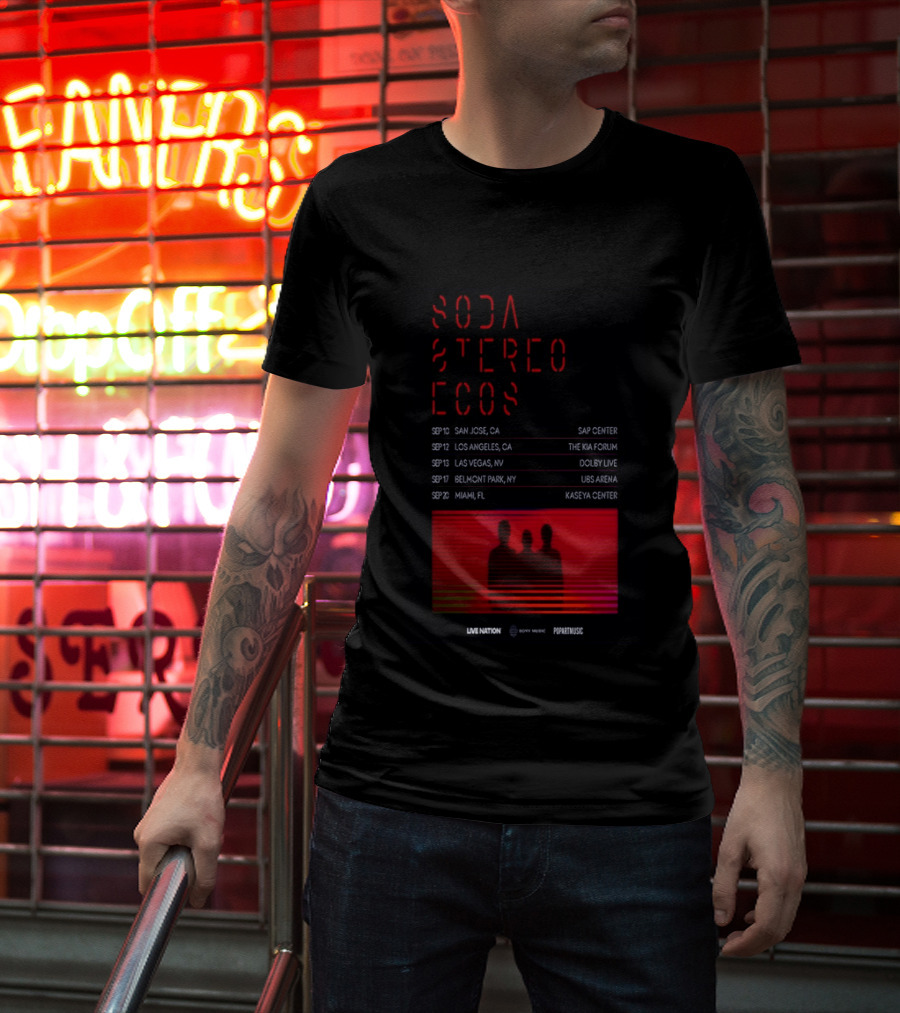 Soda Stereo Ecos 2026 Tour San Jose Los Angeles Las Vegas Belmont Park Miami Dates T-Shirt