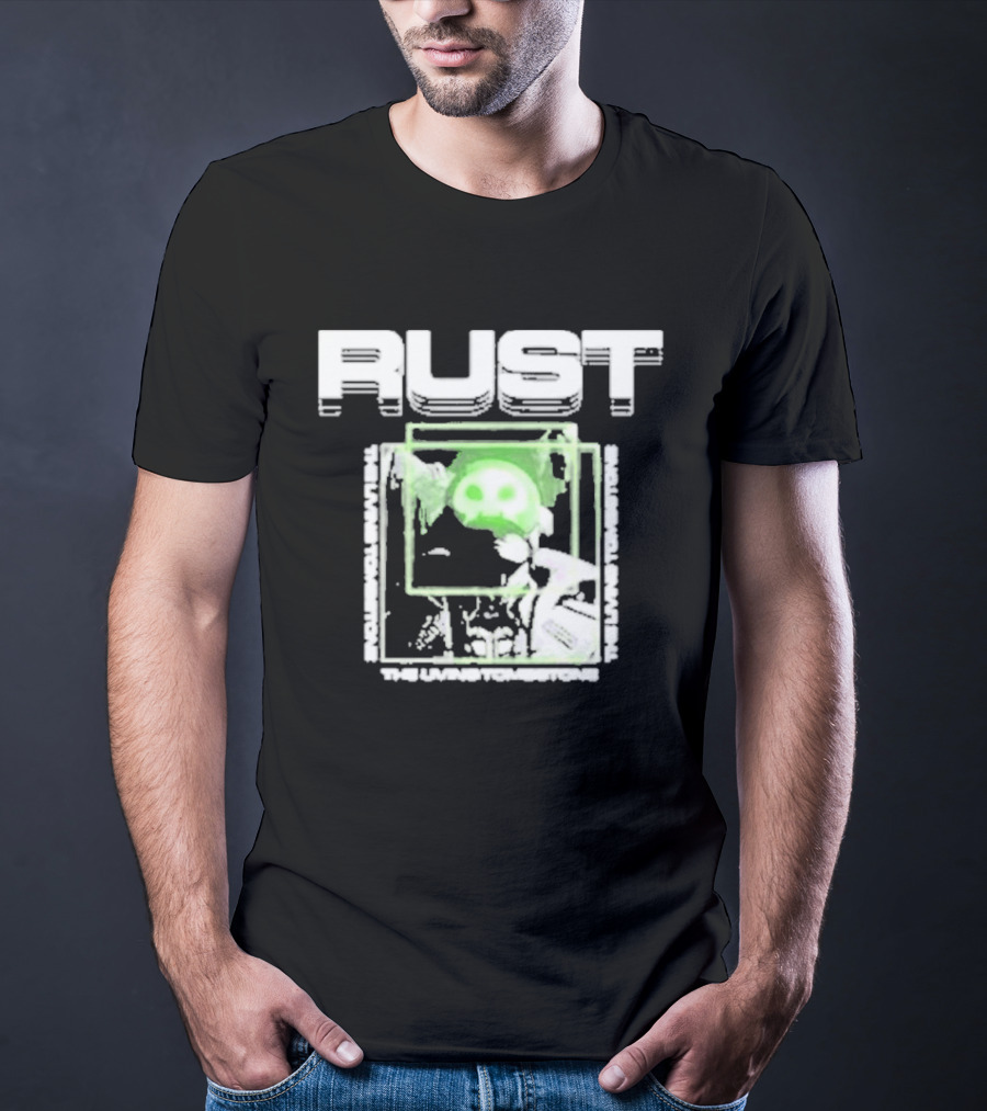 The Living Tombstone Rust Green Skull Gaming T-Shirt