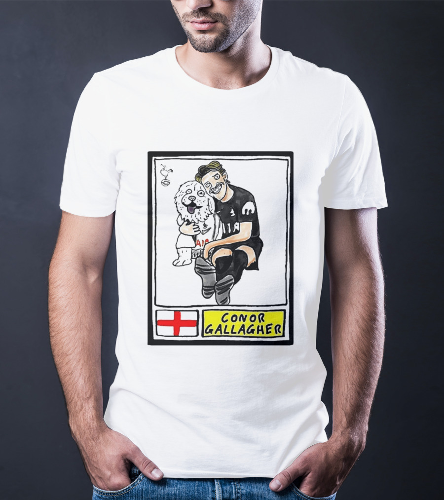 Conor Gallagher Hugging Dog With England Cross And Spurs T-Shirt