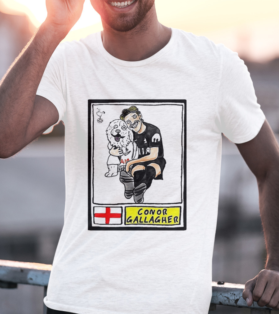 Conor Gallagher Hugging Dog With England Cross And Spurs T-Shirt