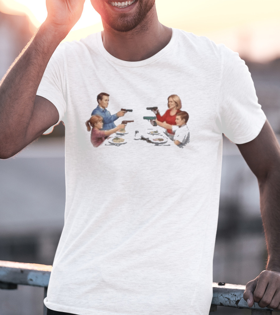 Bloody Sunday Last Supper Family At Dinner Table With Guns T-Shirt