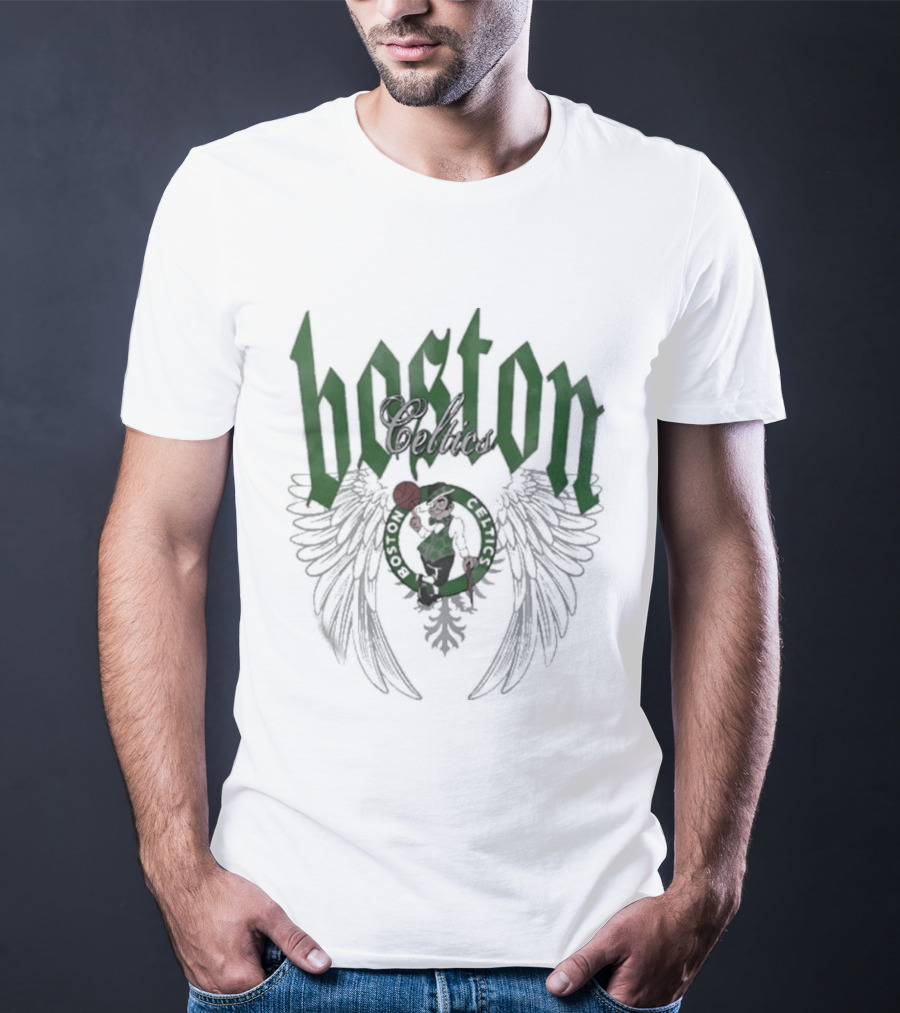 Boston Celtics Basketball Old English Winged Shamrock T-Shirt