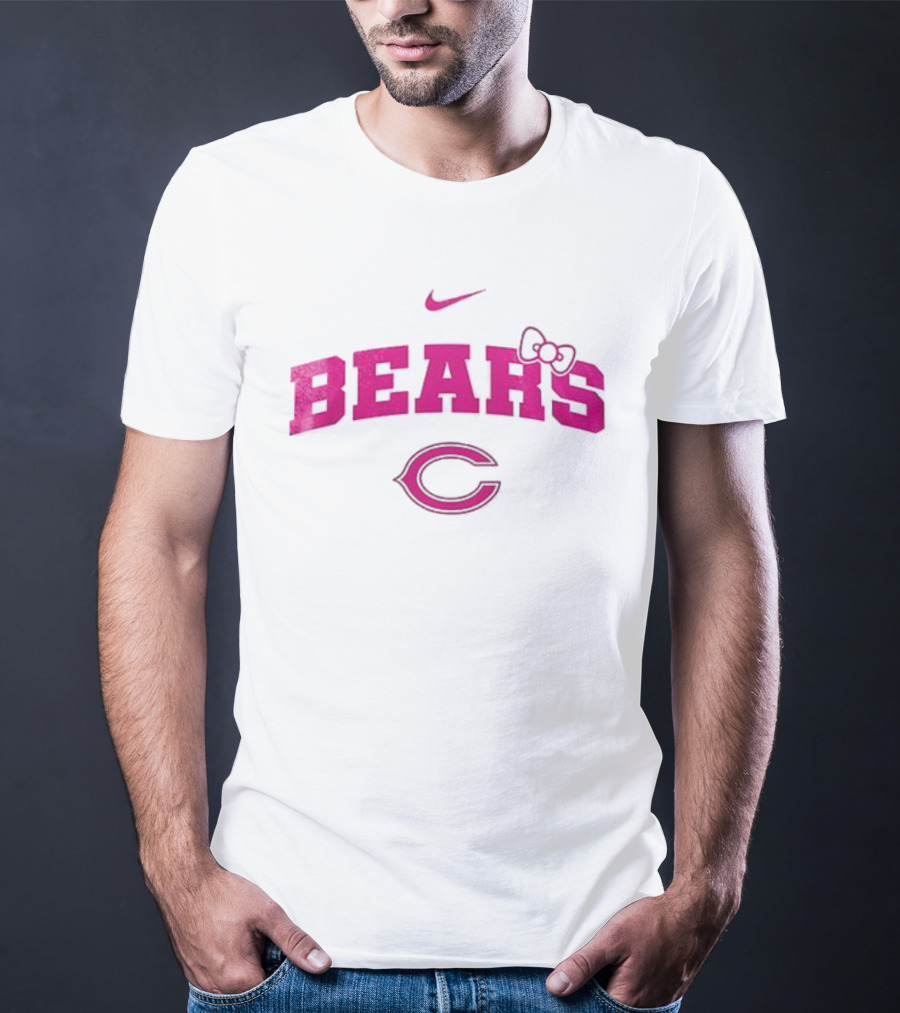 Nike Hello Kitty Bears Pink Bow Chicago Bears Collaboration T-Shirt
