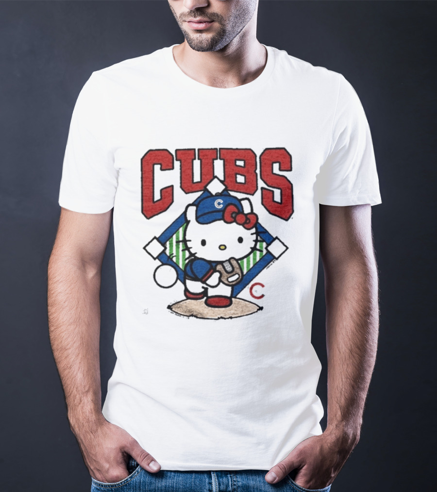 Hello Kitty Cubs Baseball Collaboration With Chicago Cubs Pitcher T-Shirt