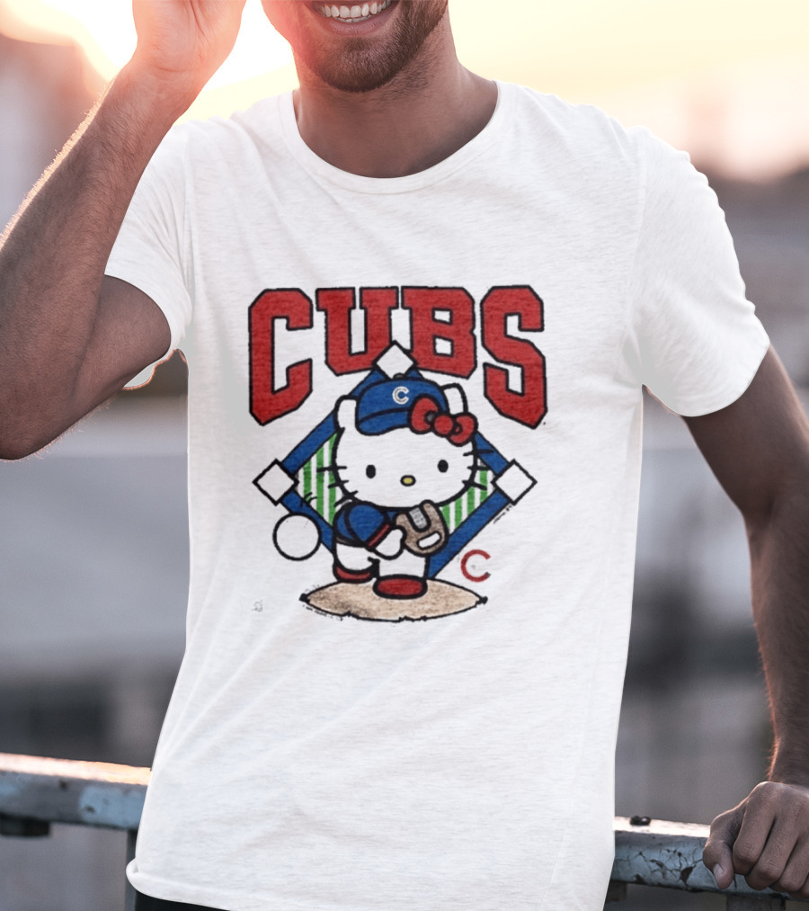 Hello Kitty Cubs Baseball Collaboration With Chicago Cubs Pitcher T-Shirt
