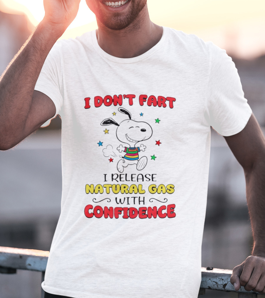 Playful Dog Cartoon I Don't Fart I Release Natural Gas With Confidence T-Shirt