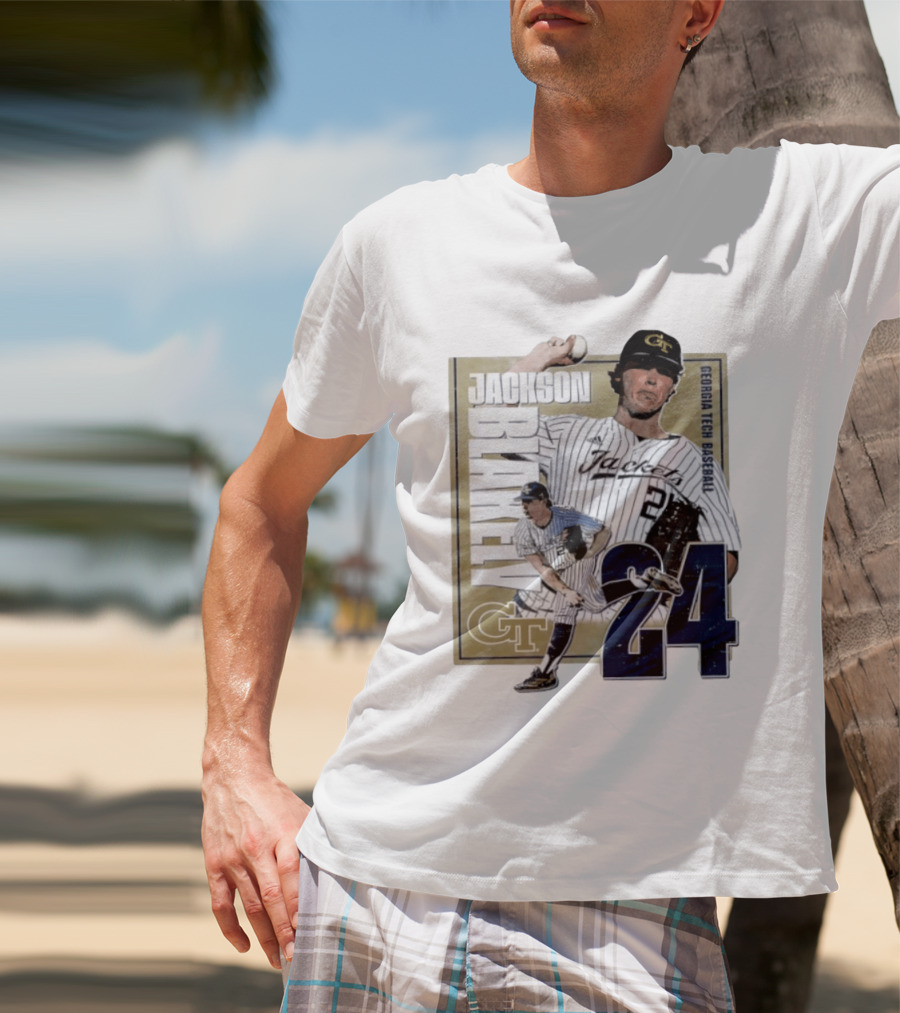 Jackson Blakely Georgia Tech Baseball GT 24 Player Student Athlete T-Shirt