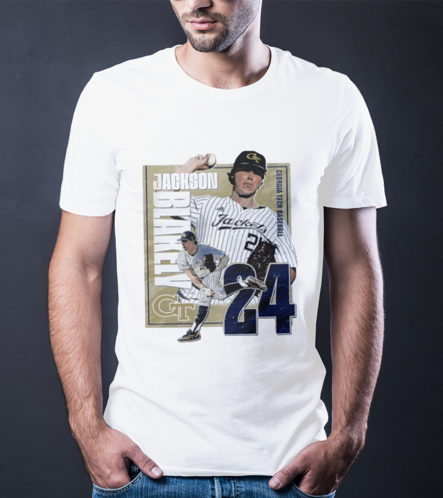 Jackson Blakely Georgia Tech Baseball GT 24 Player Student Athlete T-Shirt