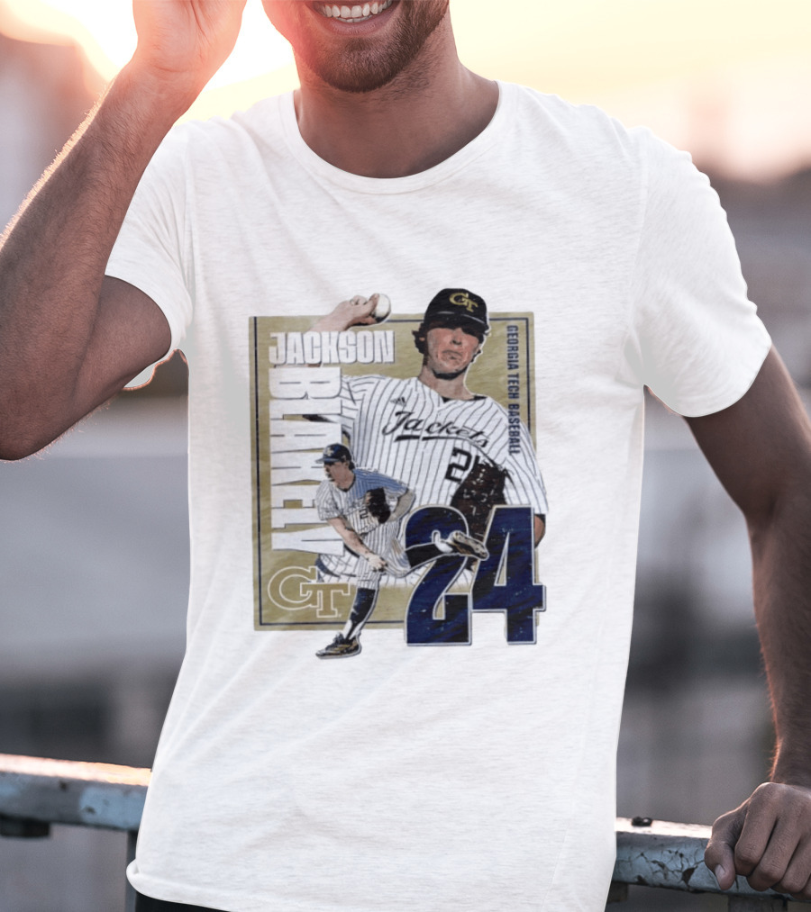 Jackson Blakely Georgia Tech Baseball GT 24 Player Student Athlete T-Shirt