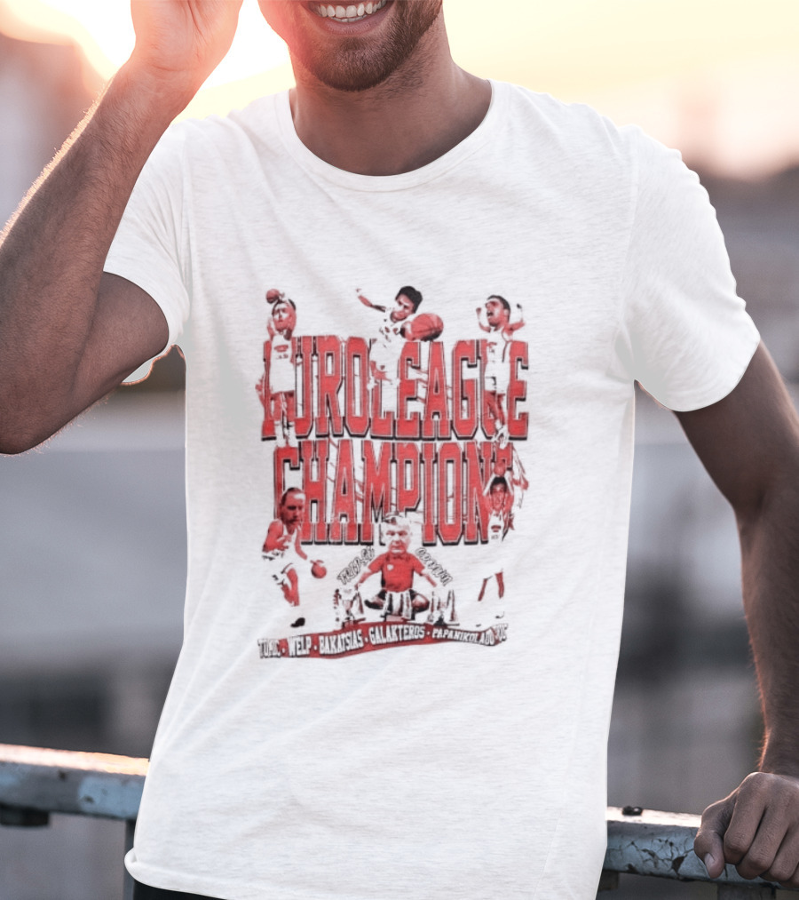 Olympiacos B.C Euroleague Champion Triple Crown Players T-Shirt