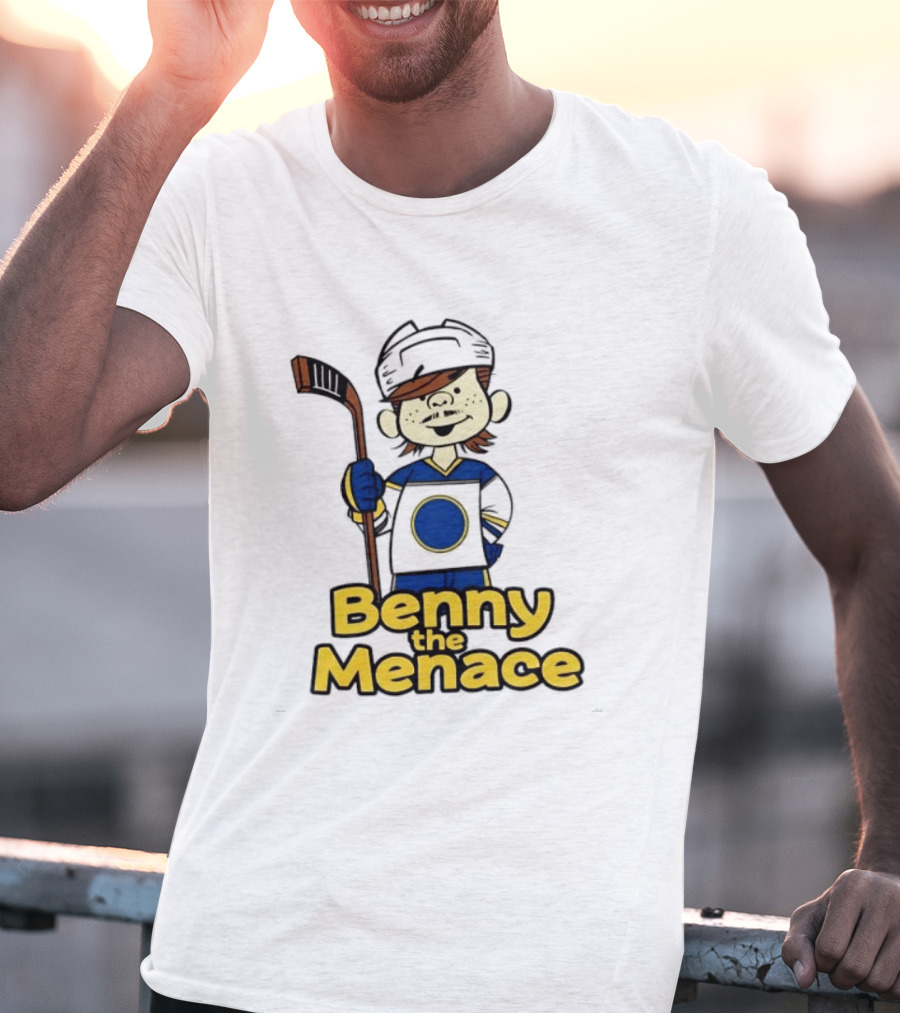 Zach Benson Benny The Menace Sabres Hockey Player Cartoon T-Shirt