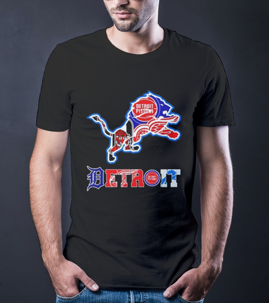 Detroit Lions Pistons Tigers Red Wings Sports Team Mashup T-Shirt