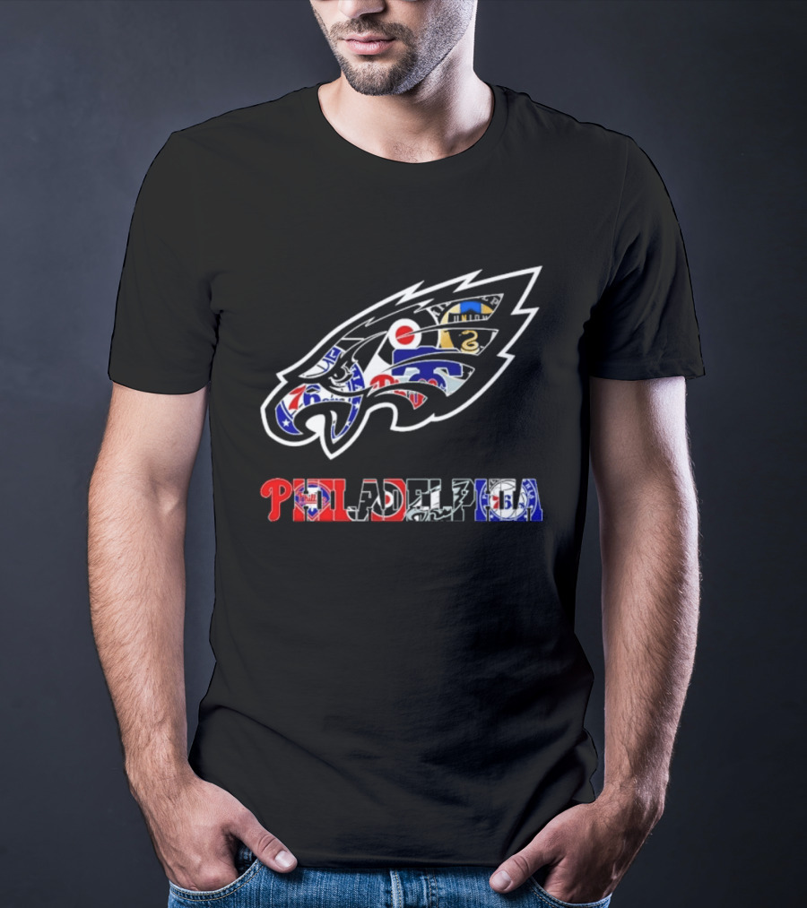 Philadelphia Sports Teams Logos Mashup Eagles Phillies Flyers Sixers Union T-Shirt