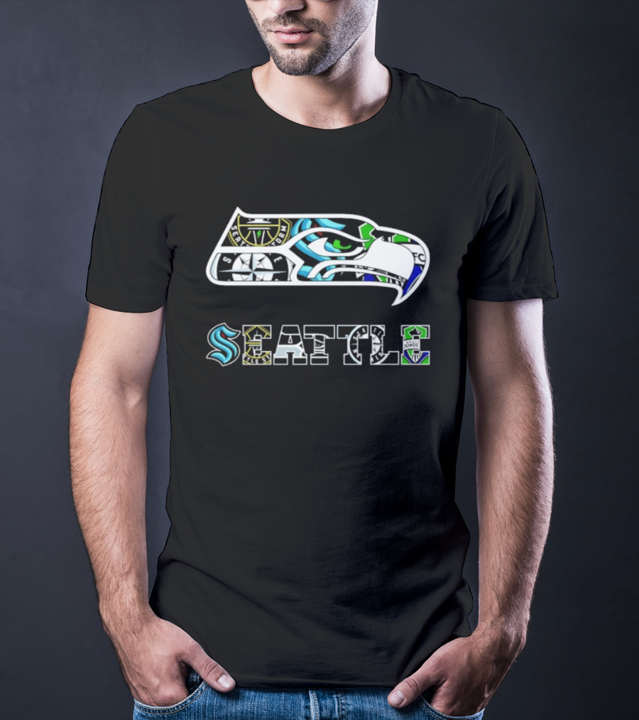 Seattle Sports Team Iconic Symbols Mashup T-Shirt