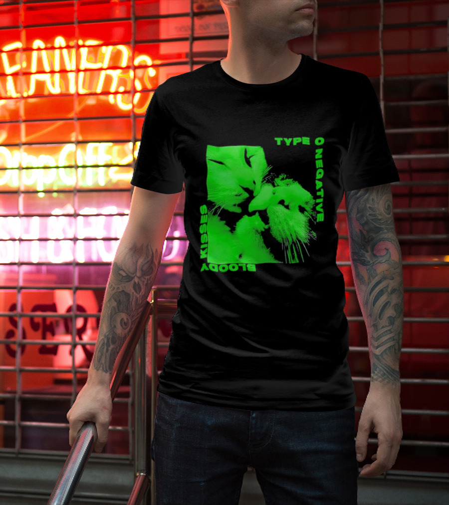Type O Negative Cat Kissing Kisses Bloody T-Shirt
