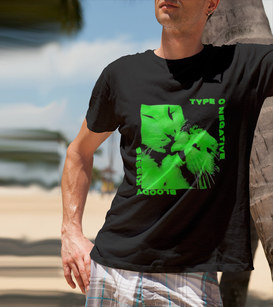 Type O Negative Cat Kissing Kisses Bloody T-Shirt