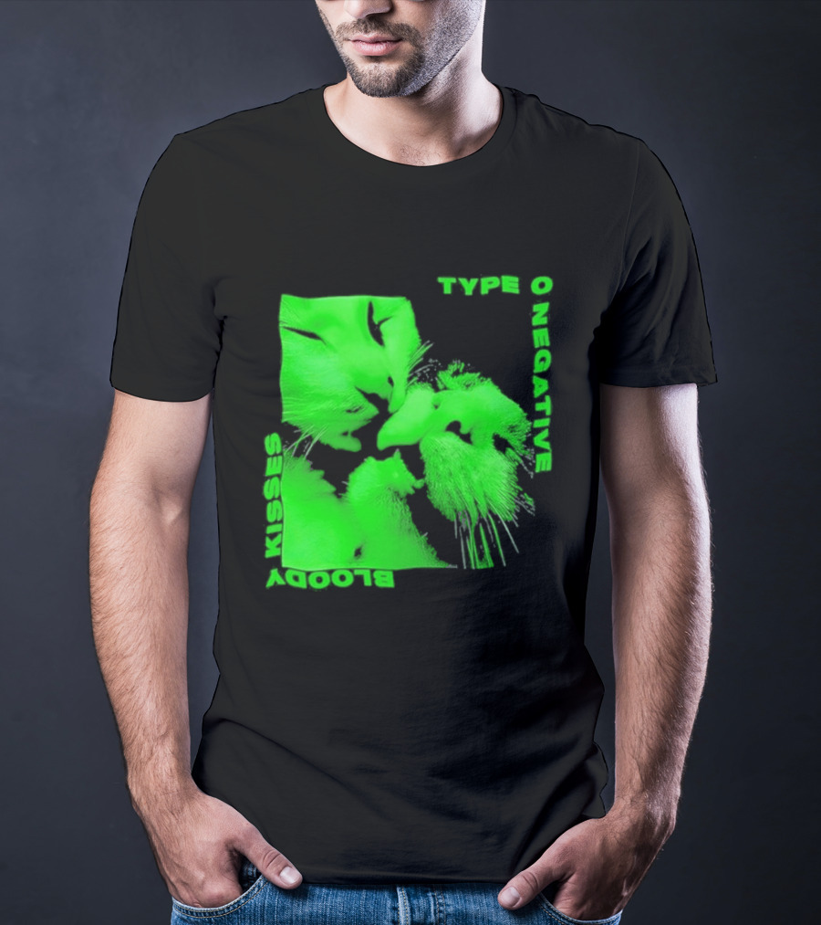 Type O Negative Cat Kissing Kisses Bloody T-Shirt