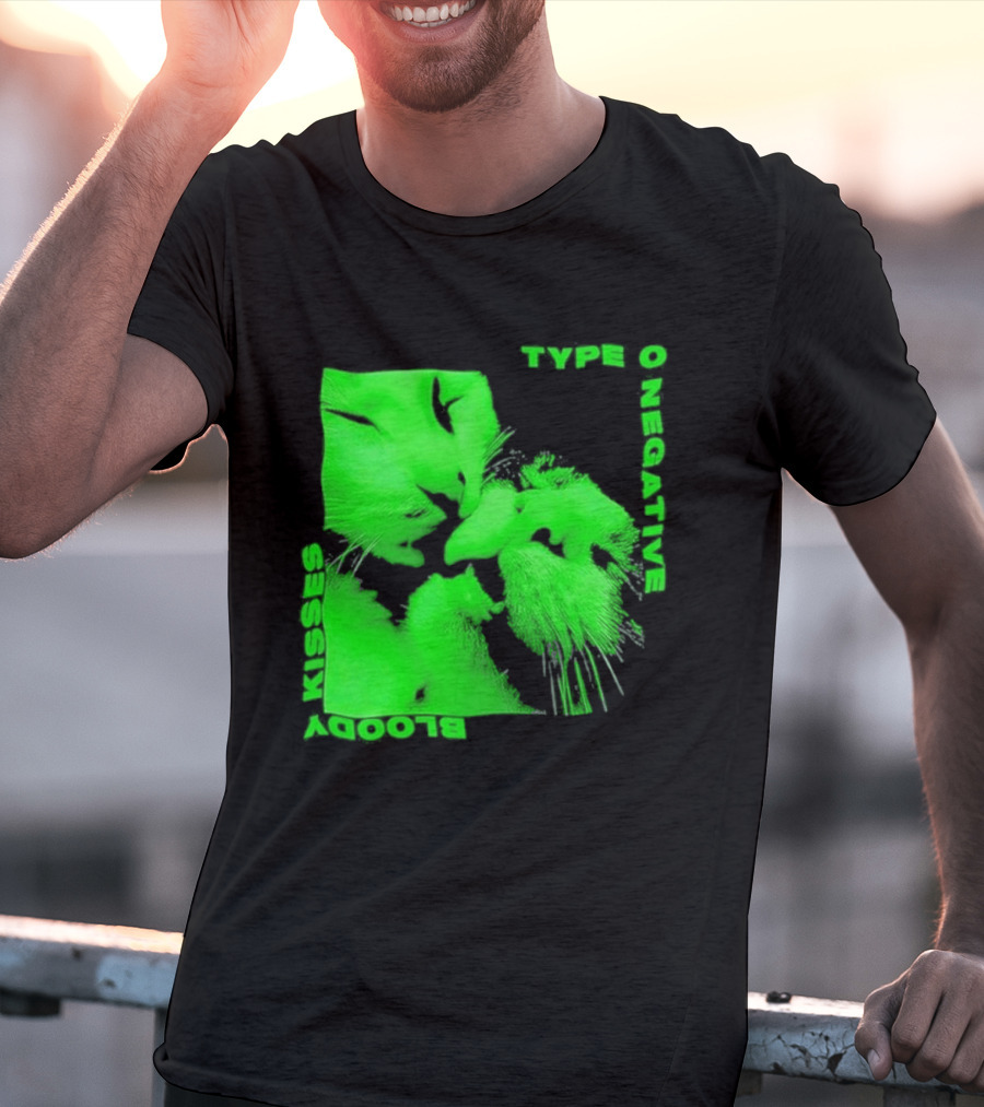 Type O Negative Cat Kissing Kisses Bloody T-Shirt