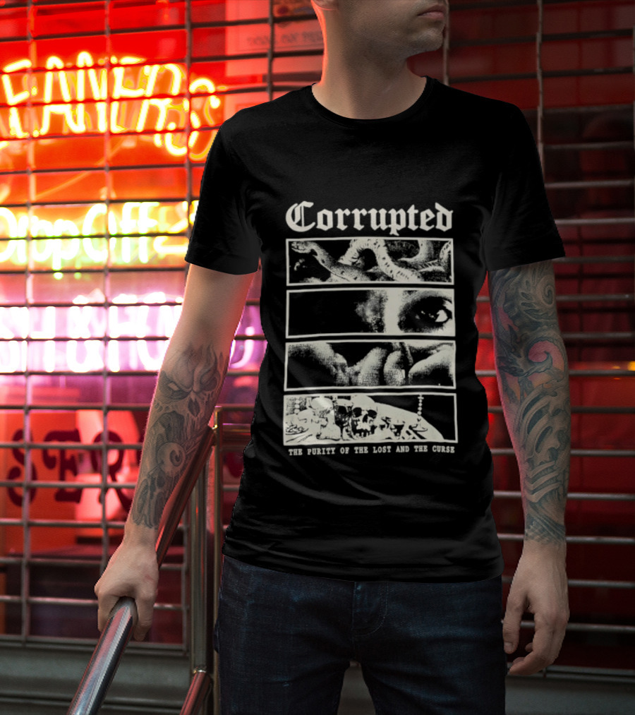 Corrupted The Purity Of The Lost And The Curse Eerie Monochrome Eye Panels T-Shirt