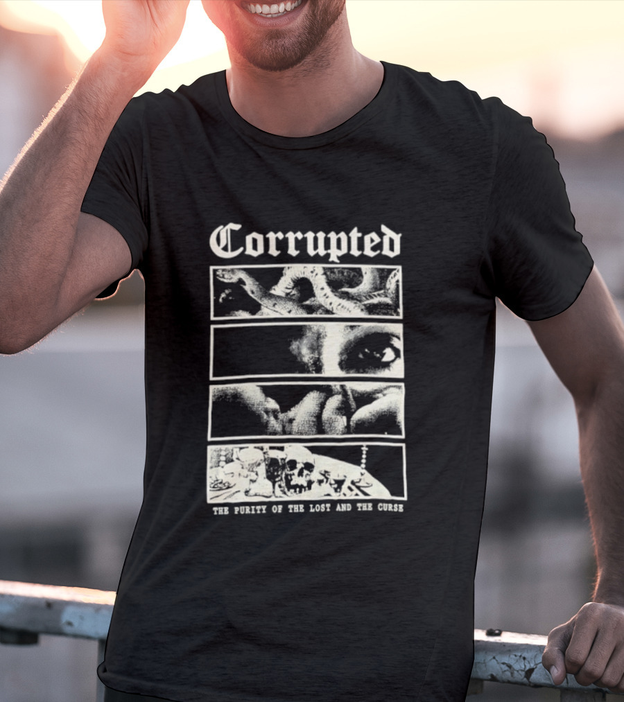 Corrupted The Purity Of The Lost And The Curse Eerie Monochrome Eye Panels T-Shirt