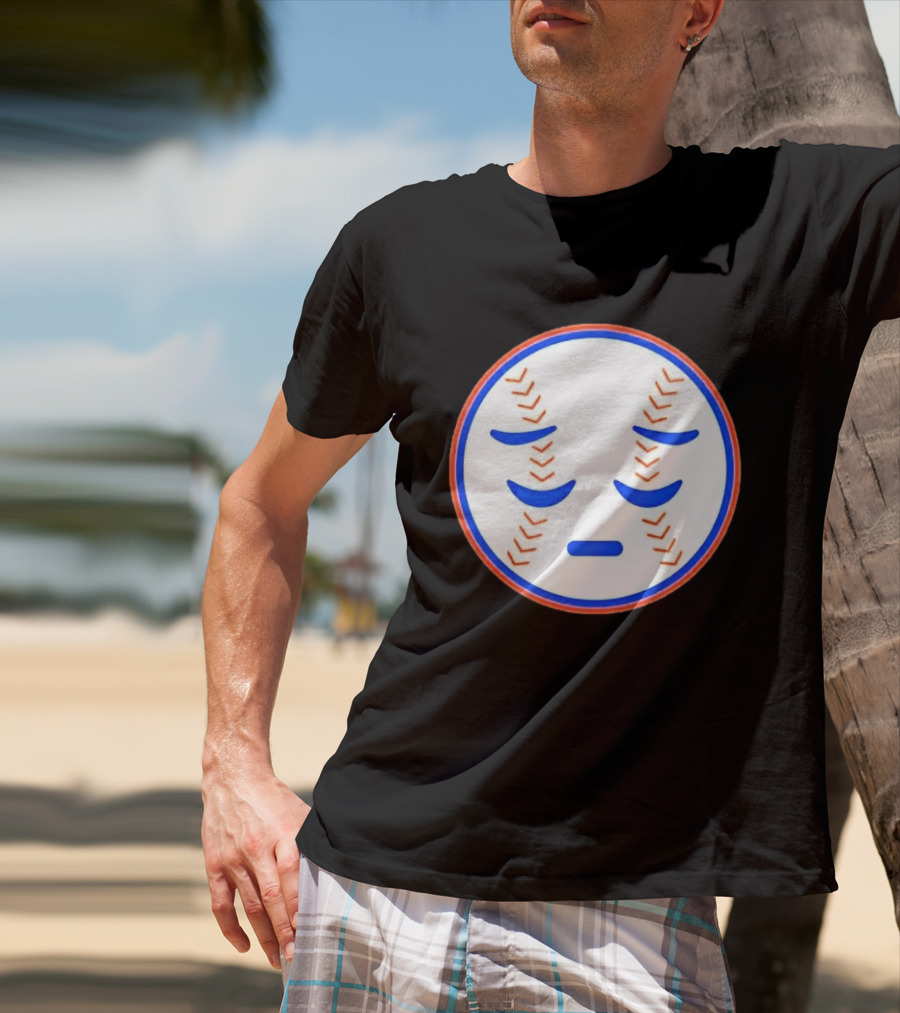 Disappointed Baseball Face New York Mets Emojis T-Shirt