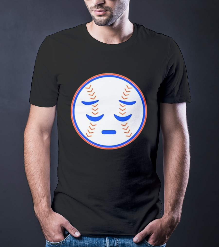 Disappointed Baseball Face New York Mets Emojis T-Shirt