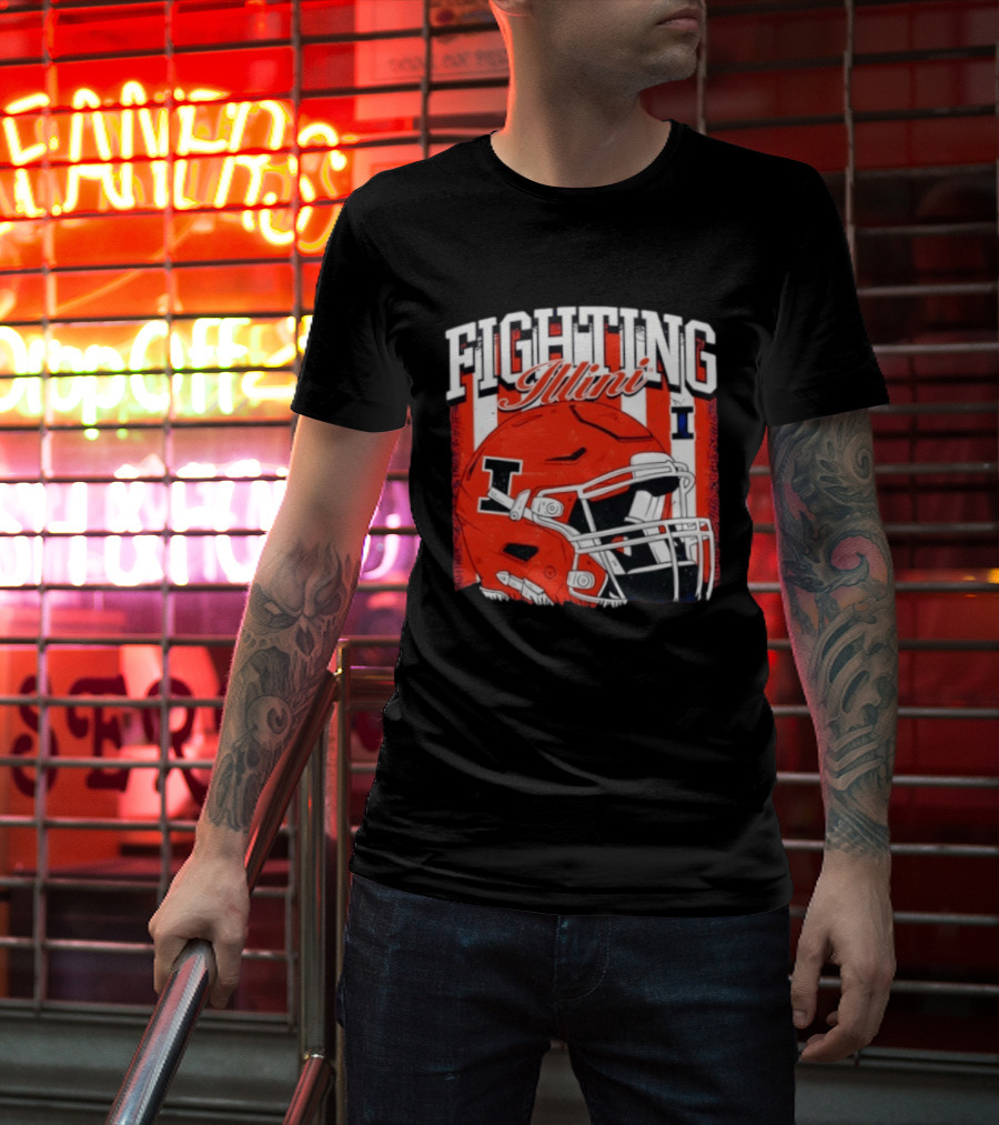 Fighting Illini NCAA Football Illinois Helmet T-Shirt
