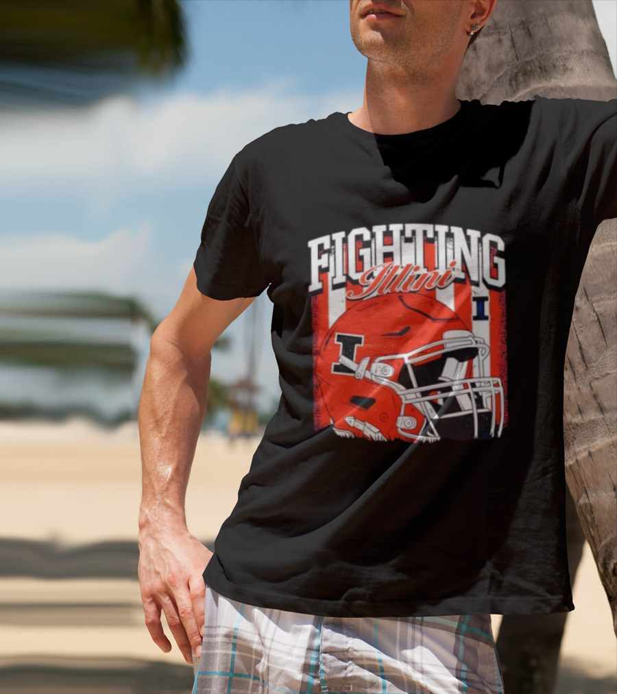 Fighting Illini NCAA Football Illinois Helmet T-Shirt