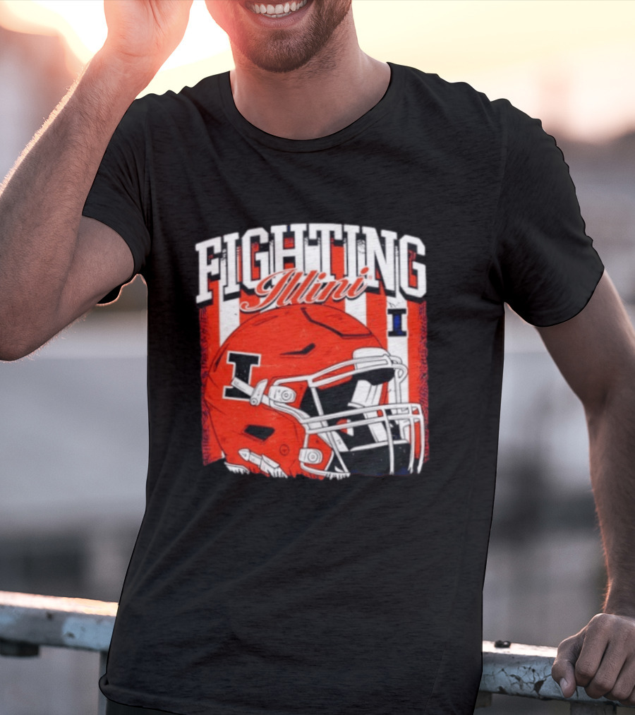 Fighting Illini NCAA Football Illinois Helmet T-Shirt