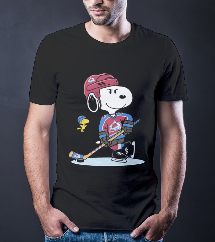 Snoopy Woodstock Colorado Avalanche NHL Hockey Peanuts Collaboration T-Shirt