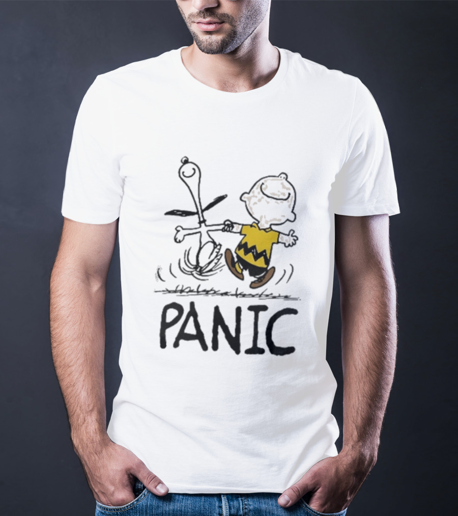 Charlie Brown Snoopy Panic Sometimes A Dog Is As Good As Any Man Peanuts Comic Strip Fun T-Shirt