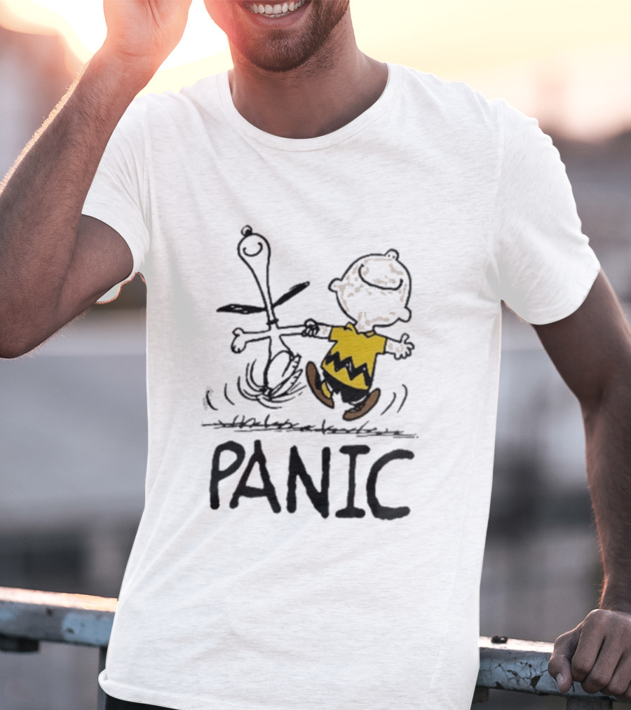 Charlie Brown Snoopy Panic Sometimes A Dog Is As Good As Any Man Peanuts Comic Strip Fun T-Shirt