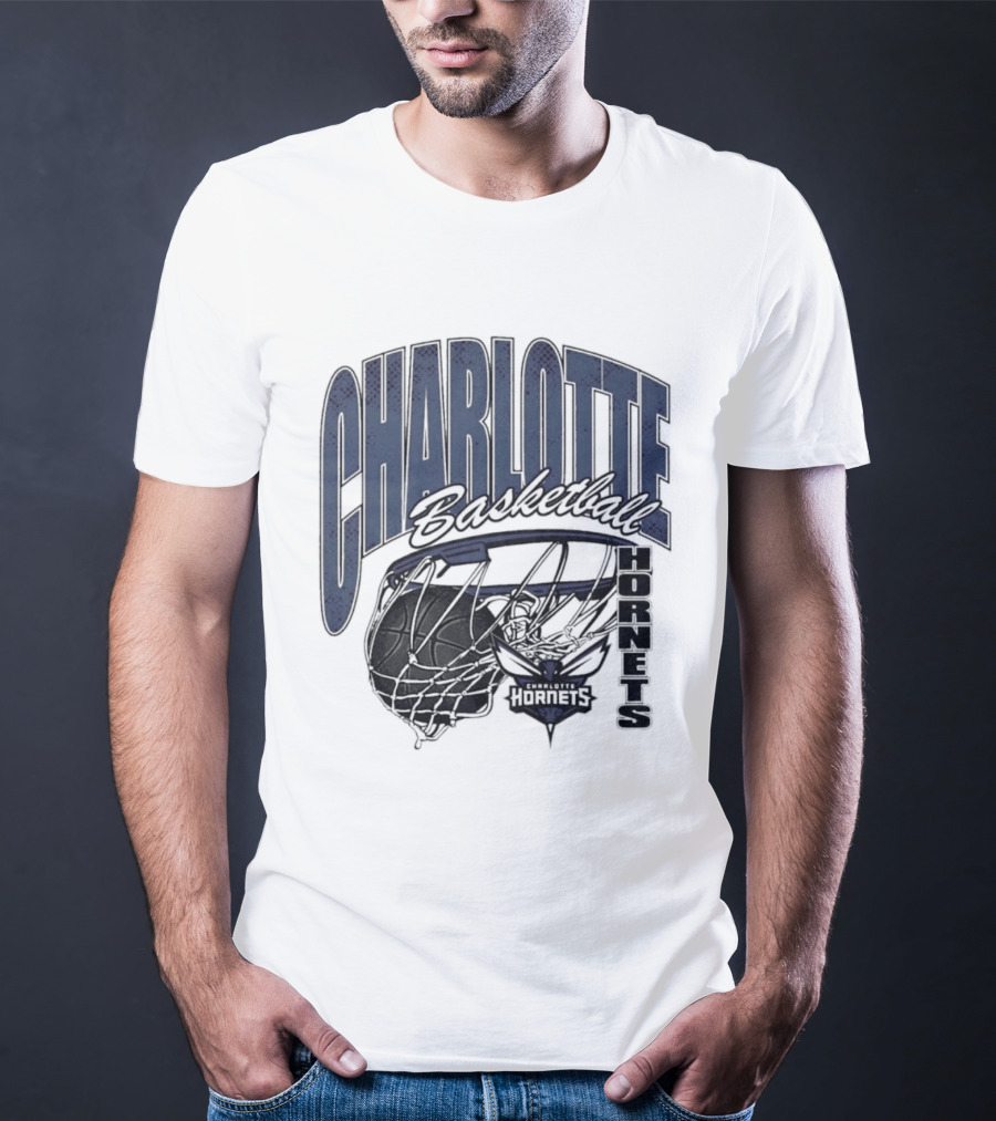Charlotte Hornets Basketball Script Swish Iconic NBA Team T-Shirt