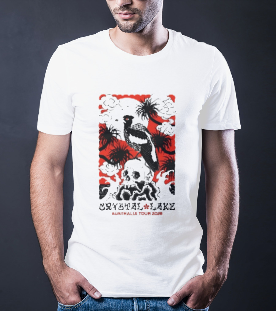 Crystal Lake Australia Tour 2026 Bird Skull Tropical T-Shirt