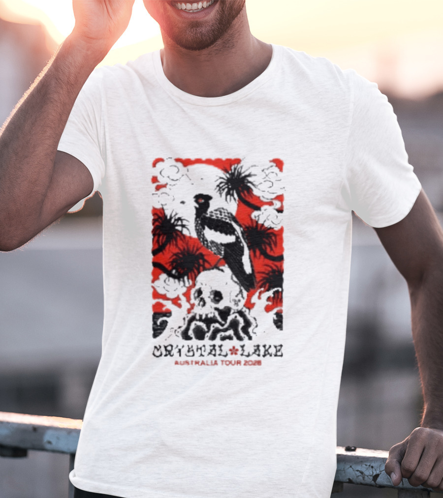 Crystal Lake Australia Tour 2026 Bird Skull Tropical T-Shirt