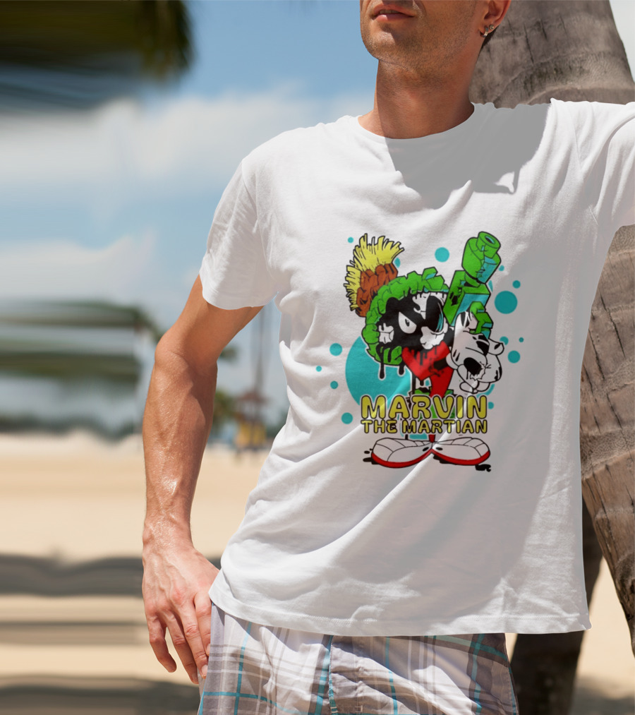 Marvin The Martian Retro Cartoon Character With Ray Gun T-Shirt