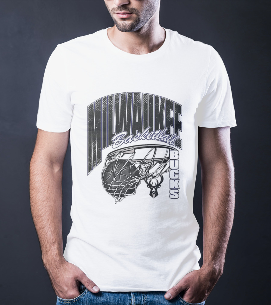 Milwaukee Bucks Basketball Swish Deer Hoop T-Shirt