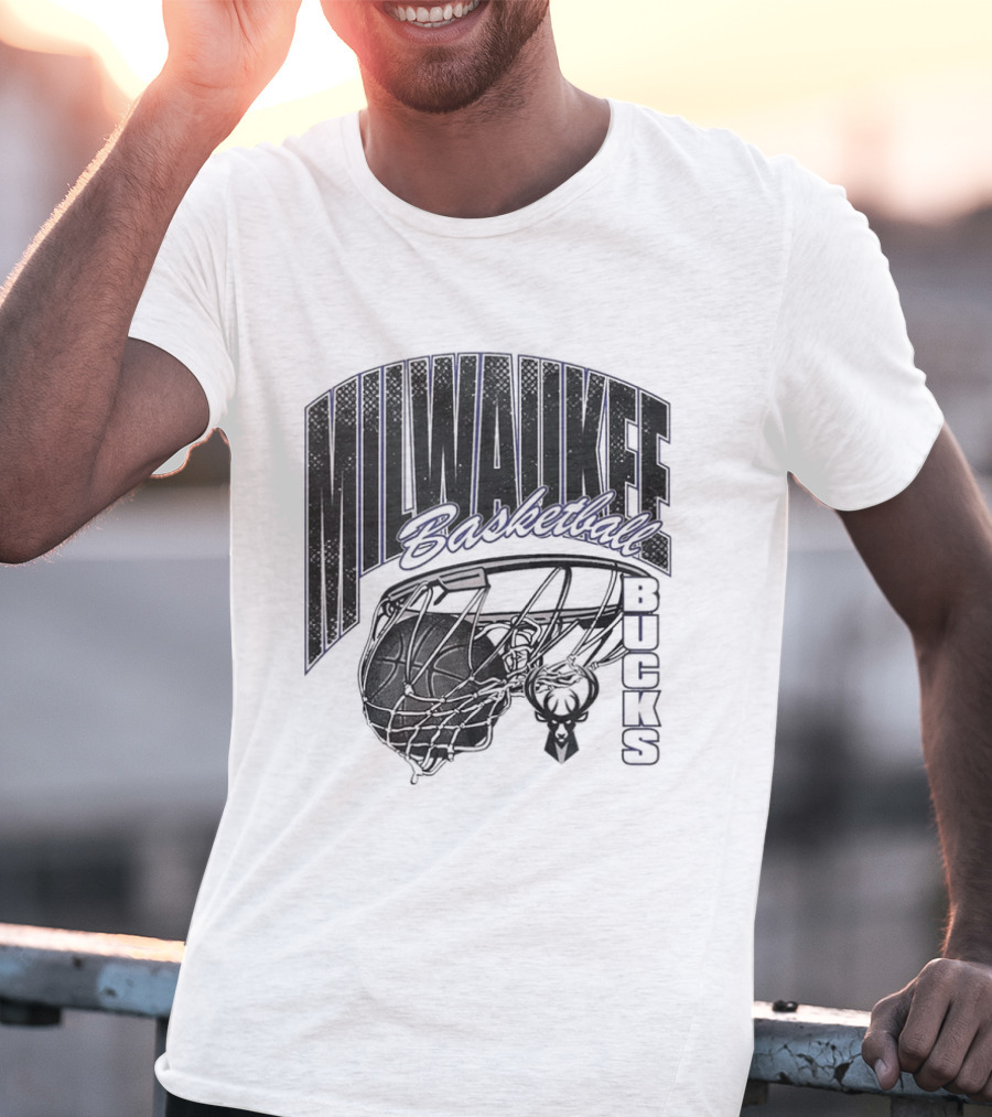 Milwaukee Bucks Basketball Swish Deer Hoop T-Shirt